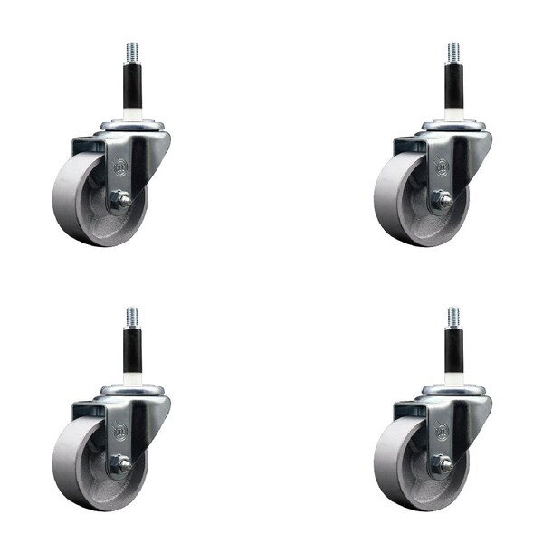 3'' Semi Steel Wheel Swivel 7/8'' Expanding Stem Caster Set, 4PK